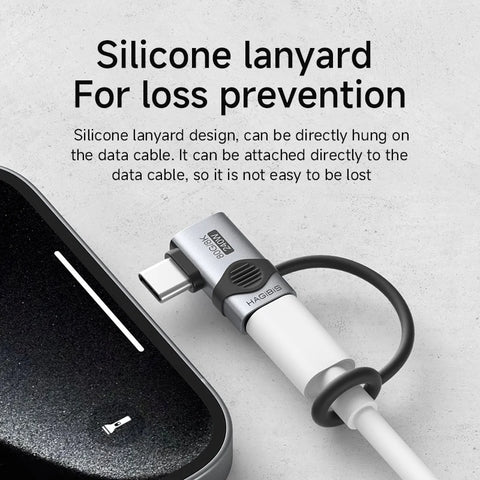 Hagibis 240W USB C to C Adapter with Lanyard 80Gbps 90 Degree Converter 8K Video USB4 Adapter for MacBook iPhone 16 Pro Tablet