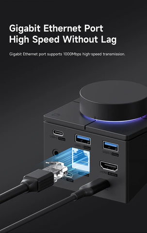 Hagibis Knob USB C Hub With Shortcut Buttons Type-C Docking Station Volume Adjustment Desktop Controller for Macbook Win Laptop