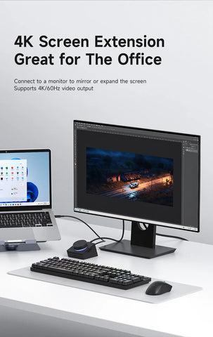 Hagibis Knob USB C Hub With Shortcut Buttons Type-C Docking Station Volume Adjustment Desktop Controller for Macbook Win Laptop