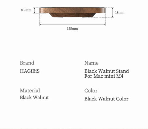 Hagibis Desktop Stand for Mac mini M4/M4 Pro 2024 Dustproof Walnut Wood Base Heat Dissipation Holder Solid Wood Bracket Cooling