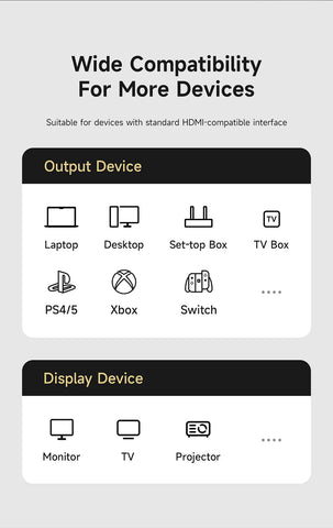 Hagibis 8K HDMI-Compatible Cable High Speed Cord 4K 240Hz 2K 360Hz 8K 60Hz Compatible with Roku TV/PS5/HDTV/Xbox/Switch/Laptops
