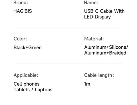 Hagibis USB C Fast Charger Cable With LED Display PD 240W 40Gbps Video Cord Compatible with Thunderbolt 4/3 For iPhone 16 Laptop