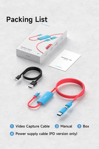 Hagibis USB3.0 Video Capture Card with 100W PD USB C to USB A/USB C Live and Record Video Audio Gaming for Quest 2 3 Switch ROG