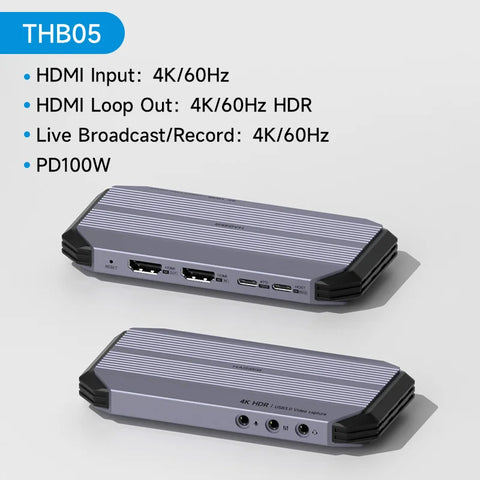 Hagibis 4K@60Hz Video Capture Card Streaming and Gaming 4K 60FPS HDR VRR RGB Passthrough PD 100W for PS5/4 Xbox Switch Camera PC