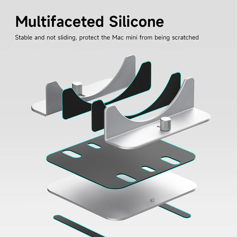 Hagibis Vertical Stand for Mac Mini M4/M4 Pro Aluminum Alloy Laptop Desktop Stand Anti-Slip Adjustable Holder For New Mac mini
