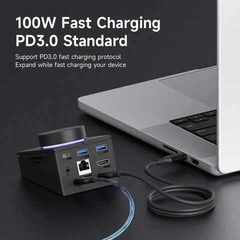 Hagibis Knob USB C Hub With Shortcut Buttons Type-C Docking Station Volume Adjustment Desktop Controller for Macbook Win Laptop